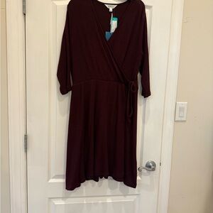 Market & Spruce Deep Burgundy Long Sleeve Dress